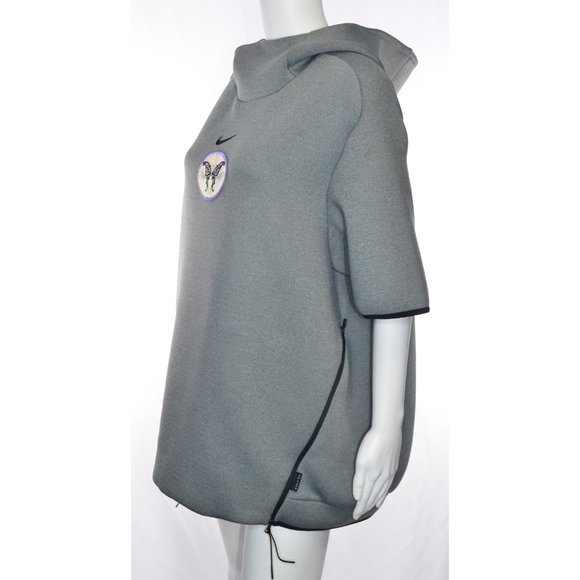 Nike On-Field Short Sleeve Funnel Neck Hoodie Gray Embroidered Butterfly Size L - Picture 3 of 8